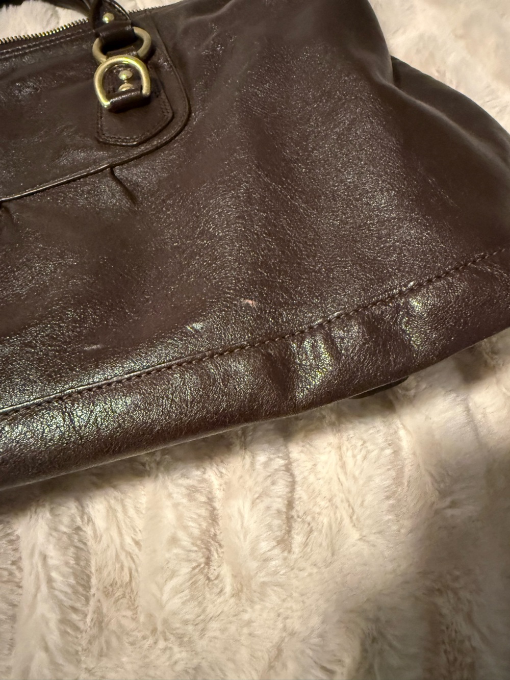 Coach Brown Leather Tote with Gold Hardware - Picture 5 of 8